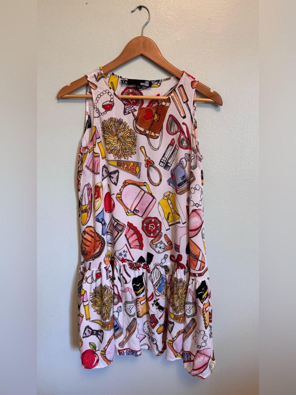 Moschino Pink Graphic Print Sleeveless Dress